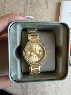 Fossil Gold-Tone Crystal Bezel Women's Bracelet Watch